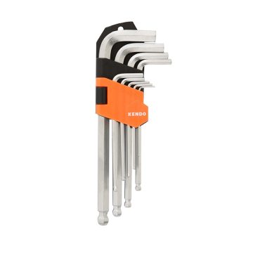 KENDO Long Ball-End Hex Key Set 9pcs SW1.5-10 CrV No.20736