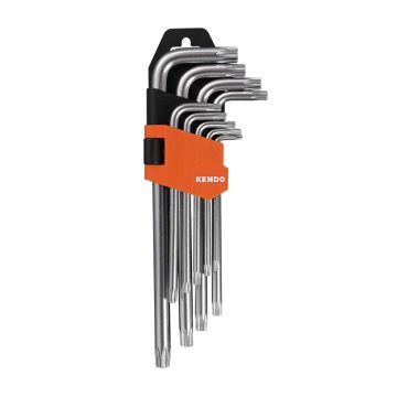   KENDO Extra Long TORX Key Set, 9 pcs, T10-T50, CrV, No. 20743