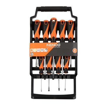   KENDO Schraubendreher Set 9 tlg. SL+PH magnetisch CrV Nr. 20214