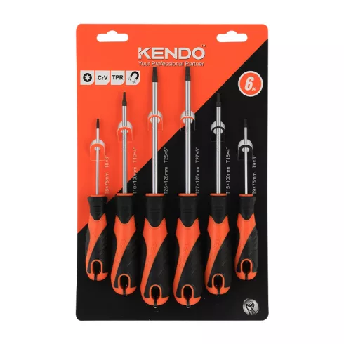 KENDO TORX csavarhúzó készlet 6r. T8-T27 mágneses CrV No.85137