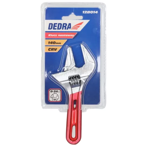 DEDRA Állítható csavarkulcs, rövid 140mm, pofák mérettartománya: 0-34mm, CRV 12B014
