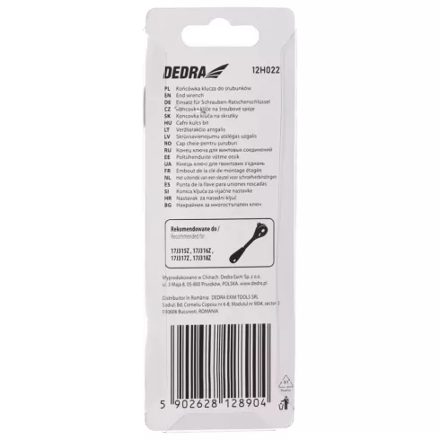 DEDRA Cafni kulcs bit, befogás 1/2" CrMo   12H022