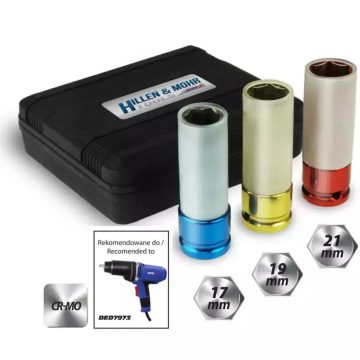   DEDRA Dugókulcsok alumínium  felnikhez, készlet 1/2", 17,19,21mm, CrMo 17M003
