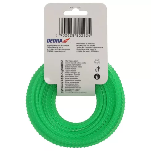 DEDRA Fogazott fűnyíró damil 3,0mmx15m, 4 vágóéllel  80Z30154