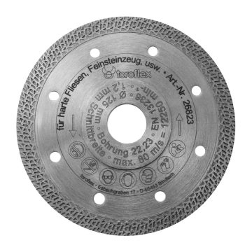   TOROFLEX FK TURBO gyémánttárcsa d125x1,2x22,23/SH10 furaterősített Nr.26823