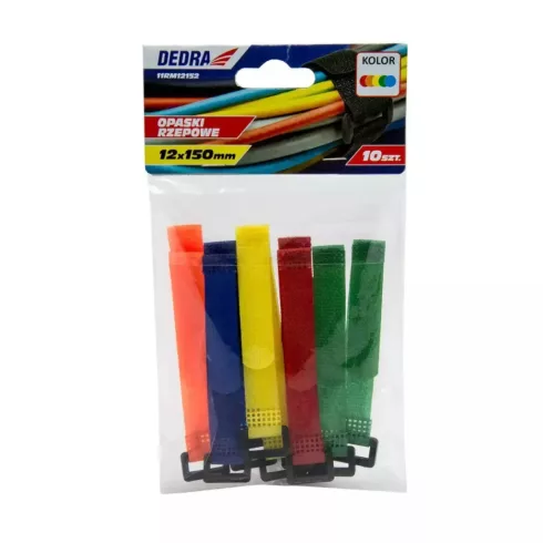 DEDRA  Tépőzáras szíj 12x150mm, vegyes színek 10db  11RM12152