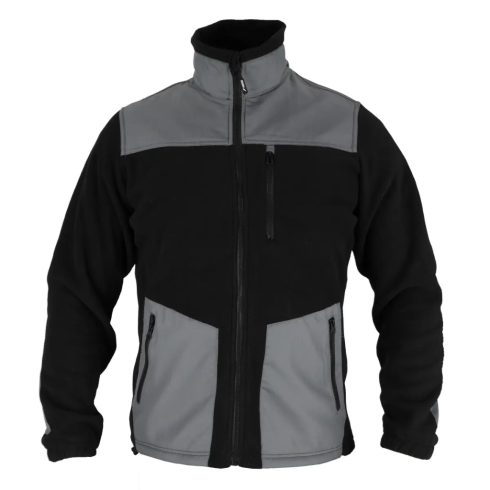 DEDRA Fleece-Pullover mit Einsätzen, 280g/m², Größe M, schwarz-grau BH6PA1-M