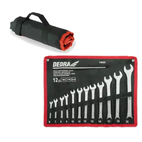 DEDRA Csillag-villás kulcs készlet 12db, CrV, 6-14, 17, 19, 22mm PVC tokban   1405S