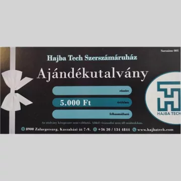   HT Hajba Tech Szerszámáruház Ajándékutalvány 5000 Ft  No.: 005