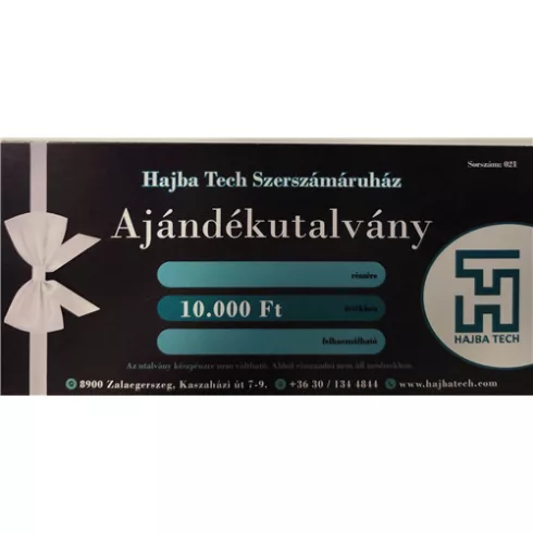 HT Hajba Tech Szerszámáruház Ajándékutalvány 10000 Ft  No.: 021
