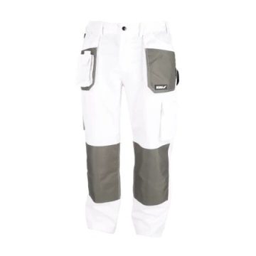   DEDRA Work Protective Trousers in Size S/48, White, 190g/m² – BH4SP-S