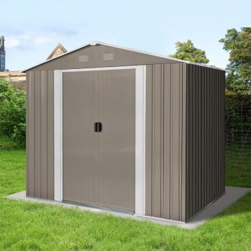   RMSA 6x8 Braun – Metall Gartenhaus 2,4 x 1,7 m mit Satteldach, Braun