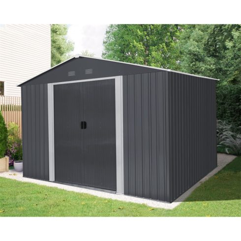 RIWALL RMSA 8x10 Anthrazit – Metall-Gartenhaus 3 × 2,4 m mit Satteldach, Anthrazit