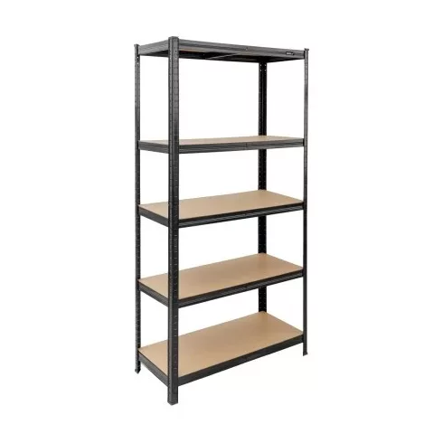 DEDRA Fém raktári polc 5 MDF polccal, méretek 180x90x40cml fekete  N1411