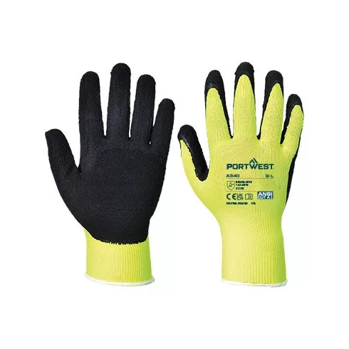 PORTWEST A340 - Hi-Vis Grip védőkesztyű - Latex méret 10/XL A340YERXL